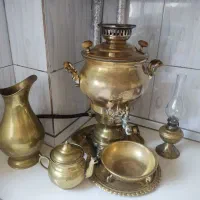سماورگازی برنجی و سرویسش درحدنو