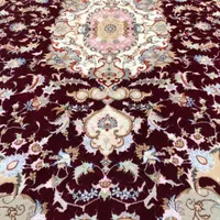 جفت۶متری نقشه بهشتی متن شرابی رج۴۰ گل ابریشم|فرش|تبریز, |دیوار