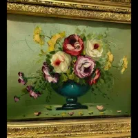 تابلو رنگ روغن قاب چوبی قدیمی|تابلو، نقاشی، عکس|کرج, کوی زنبق|دیوار