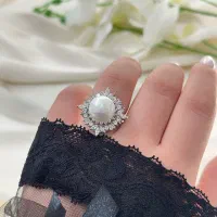 انگشتر جواهری مروارید تمام نقره هدیه روز مادر