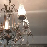 لوستر ۵شاخه برنزی حباب دار و اشکی خیلی شیک|لوستر و چراغ آویز|پاکدشت, پارچین|دیوار