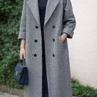 پالتو فوتر بلند کج‌راه طوسی