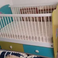 فروش تخت وخواب کودک گهواره ای همراه با تشک طبی