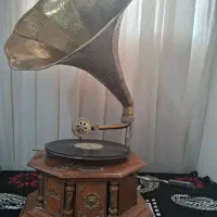 گرامافون هندلی عطیقه انگلیسی گل و بوته ای