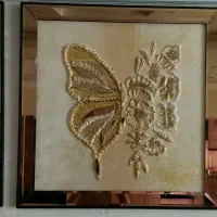تابلو سه تیکه پروانه آیینه و پتینه