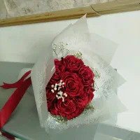 دسته گل روبانی وعروس