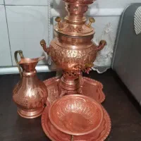 سماور ذغالی مسی و قوری مسی