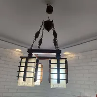 لوستر چوبی ۴ شاخه با چوب تایلندی