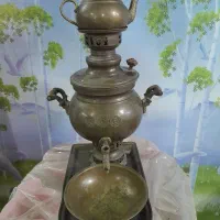 سماور ذغالی قدیمی برنجی تمیز و سالم