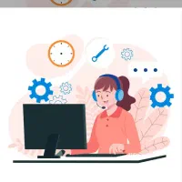 خانم مسلط به اینترنت جهت کار دفتر پیشخوان