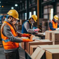 پرسنل آقا برای بسته بندی و سورتینگ درانبار مرسولات