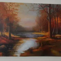 تابلو رنگ روغن  منظره پاییز