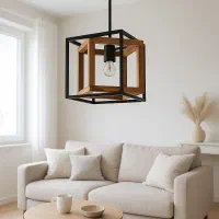 لوستر 1 شعله شاهان تک مدل wood10 قیمت مناسب