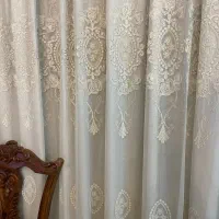 پرده به همراه کنار پرده ای مخمل طوسی خاکی|پرده، رانر، رومیزی|تهران, سعادت‌آباد|دیوار