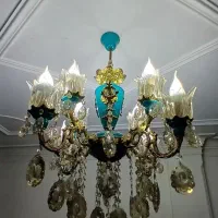 دوعددلوستر چهارشاخه برنزباکریستال اصل خارجی