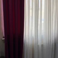 پرده پانچ مخمل زرشکی و حریر سفید