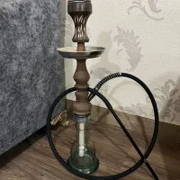 قلیان چوبی به همراه شلنگ کربن و سری آترو و لوتوس