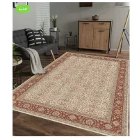 فرش مرینوس کلکسیون آنتیک  طرح کمند رنگ بادامی،بژ