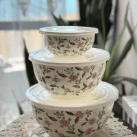 ست ۳ تیکه ظروف لعابی طرح دار