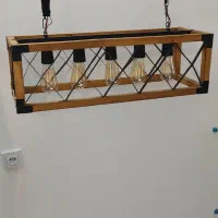 لوستر چوب و فلز 5شعله