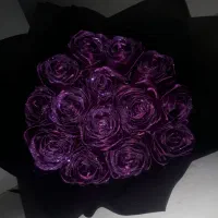 کل روبانی ۱۴ شاخه ای بنفش شاین دار