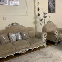 مبل ۶ نفره و جلو مبلی چوب راش مستطیل