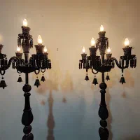 آباژور کریستالی استند باکارات مشکی ۵ لامپ|چراغ خواب و آباژور|تهران, بهارستان|دیوار