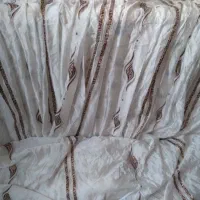 پرده توری طرح دار ۸متری پرچین نگین دار سفیدشکلاتی|پرده، رانر، رومیزی|مشهد, پورسینا|دیوار