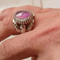 انگشتر رکاب  سیمرغ نقره یاقوت برمه اصل