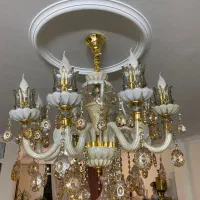 ۲عدد لوستر کریستال شرابی ست۷ شاخه و ۴ شاخه