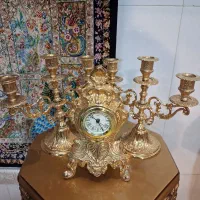 یک جفت شمعدان و ساعت برنز ایتالیا