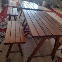دودست میزوصندلی چوبی مخصوص فست فود وکافی شاپ|کافی‌شاپ و رستوران|مرودشت, استادیوم‎|دیوار