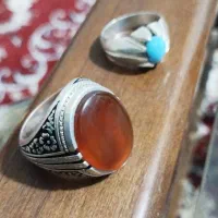 انگشتر فیروزه نیشابور عجمی و عقیق سرخ یمن|جواهرات|سیرجان, |دیوار