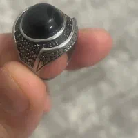 انگشتر نقره سنگ عقیق مشکی یمنی
