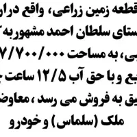 فروش زمین کشاورزی 16هزار متر روستای سلطان احمد|فروش زمین و ملک کلنگی|سلماس, |دیوار