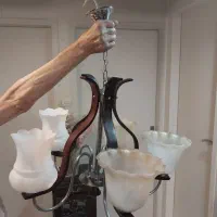 لوستر ۵ شاخه چوبی صحیح وسالم درحدنو|لوستر و چراغ آویز|تهران, جمالزاده|دیوار