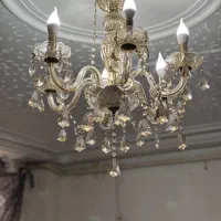 دو عدد لوستر کریستال ۶ شاخه رنگ طلایی