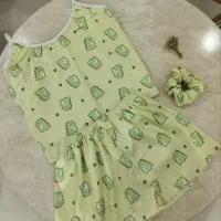 ست تاپ شورتک ساتن چاپی