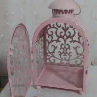 شمعدون فانوسی فلزی و تنه درخت چوبی کاملا سالم و نو