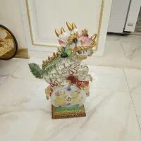 مجسمه چینی اژدها و شمعدان کاسه روسی