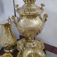 سماور زغالی درحدنو همراه باپارچ سینی وقوری و کاسه