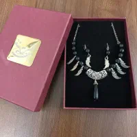 اکسسوری گوشواره وگردنبند نقره و سنگ انیکس، هدیه