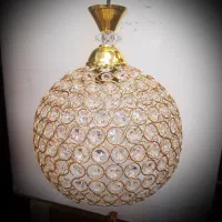 آکبند لوستر تک شعله کریستالی بافت طلایی