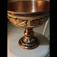 کاسه پایه‌دار مسی نقره کوب زنجان