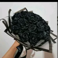 دسته گل روبانی مشکی آماده