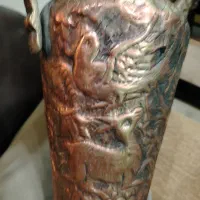 دو عدد آفتابه مسی قلمکاری شده