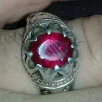 انگشتر نقره یاقوت برمه خون کفتری ۷قیراط