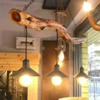 لوستر سقفی و دیواری چوب روستیک|لوستر و چراغ آویز|آبادان, |دیوار