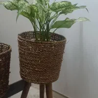 گلدان حصیری و آویز کنفی