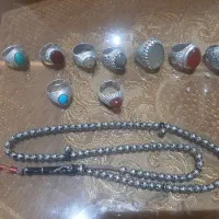 تسبیح نقره اثر مرحوم توحید و انگشتر نقره
